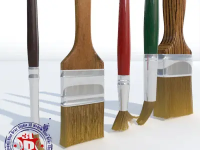 paintbrushes set of paint brushes 3D model
