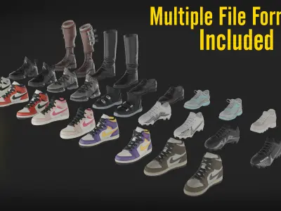 Shoes collection Pack Jordans Nike Grafton Brogue - 3D model  3D model