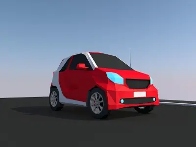 Cartoon Low Poly Smart Mini Car Low-poly 3D model