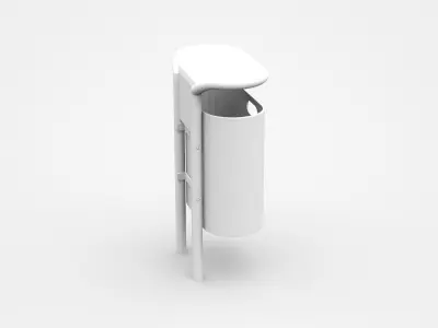 White Flat Oval Shape Trash Bin 3D model