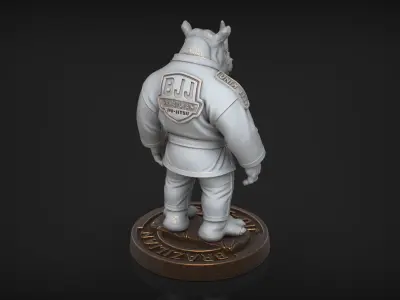 Rhino Jiu-Jitsu Fighter BJJ Tabletop Miniature for 3D Printing 3D print model