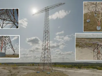 Transmission Tower 32 Meter Rusty Version Low-poly 3D model