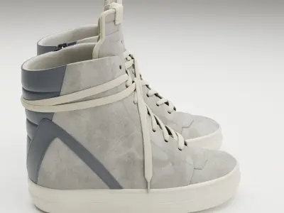 Sneakers Rick Owens Geobasket Converse Grey Low-poly 3D model