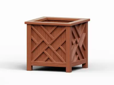 Wooden flower box Low-poly 3D model