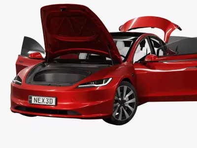 Tesla Model 3 2024 With Interior 3D model purchase