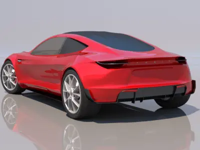 Tesla Roadster Red Edition Low-poly 3D model