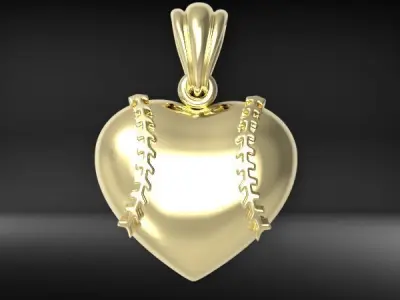 Baseball Heart Pendant Necklace Jewelry 3D print model