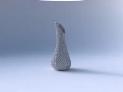 Vase top bent hexagon 2 with bent extruded pattern 3D print model