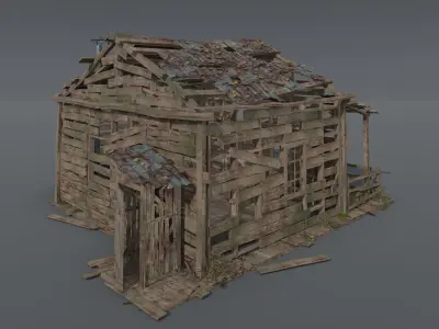 Old demage cabin  Low-poly 3D model