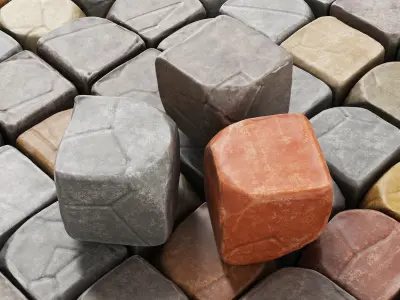 Cube stone granite decoration 3D model