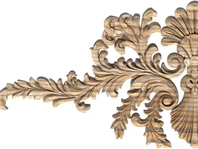 Cartouche-038 ornate wood carving 3D model