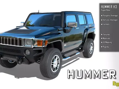 Hummer H3 Rigged 3D model