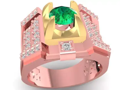 Luxury Geometric Men Ring With Center Diamond  2753 3D print model