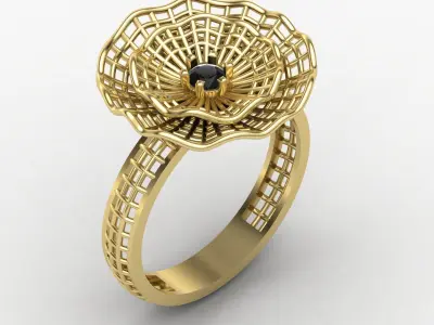 Flower fusion ring 05 3D print model