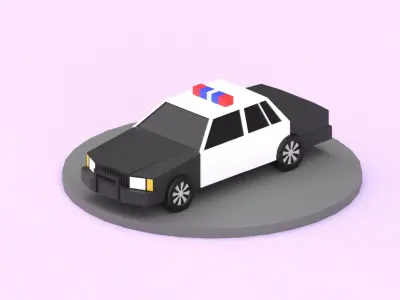Lowpoly Car police Low-poly 3D model