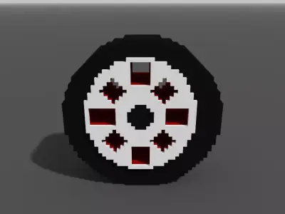 Voxel Wheel Low-poly 3D model