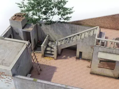 Realistic Old Asian Village House Low-poly 3D model