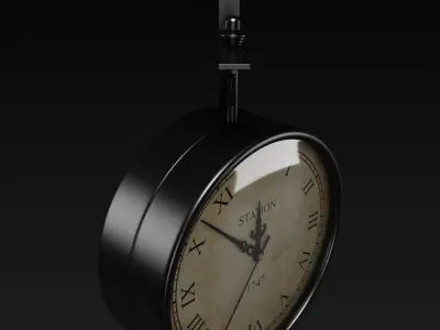 Antique Clock Station 3D model