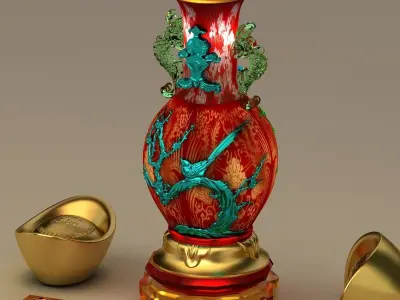 Chinese vase with Yuanbao 3D model