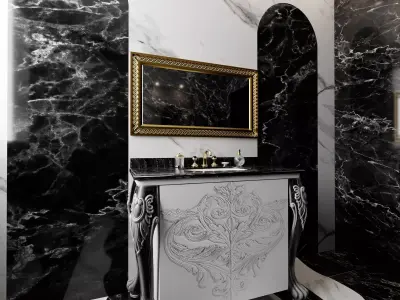 Neo classic bathroom - interior design room set 3D model