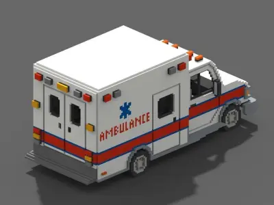 Voxel Ambulance  Low-poly 3D model