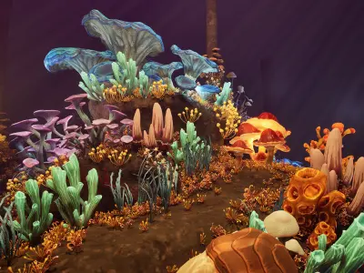 Fantasy cave plants Low-poly 3D model