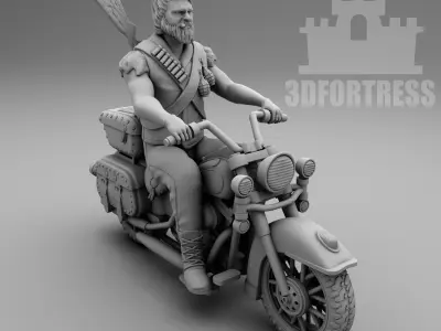 Biker with a shotgun 3D print model