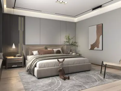 Modern Bedroom Scene 23 3D model
