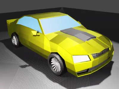 Yellow sport car Low-poly 3D model