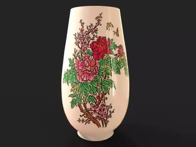 The Vase chinese with flowers 3D model