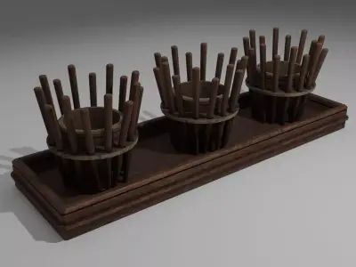 Old Wooden Candlestick Decoration  Free 3D model