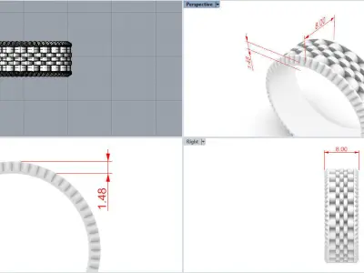 Wedding ring width 8 mm 3D print model