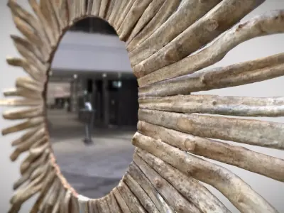 3D scanned firniture - Driftwood mediterranean Mirror Low-poly 3D model