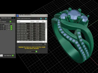 Engagement ring with match band 3D print model