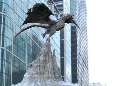 Dark Dragon Killgharrah with Cliff Model stand 3D model