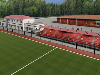 Stadium Sports facility Football training pitch  3D model
