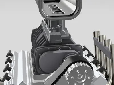 Vintage HEMI Supercharged Injected Nostalgia Engine 3D print model