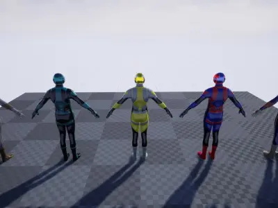 AdrenalineMaleSuit group of people Low-poly 3D model