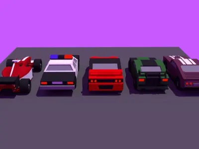 low poly racing cars Low-poly 3D model purchase