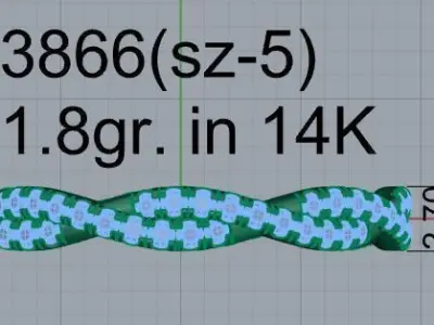 Twisted Diamond Band 3866 3D print model