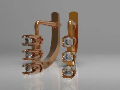 earrings two diamond in rose gold Free 3D print model