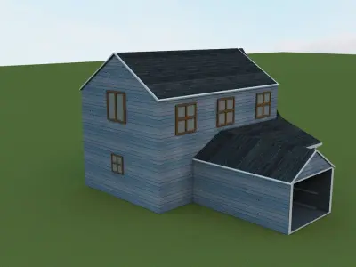 the house with roof Low-poly 3D model