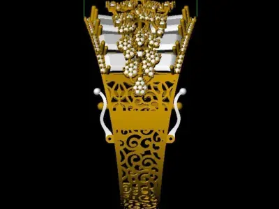 Gold bracelet adorned with blue gemstones and sparkling diamonds 3D print model