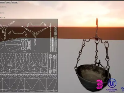 Ironpan medieval for torch UE4 Free low-poly 3D model