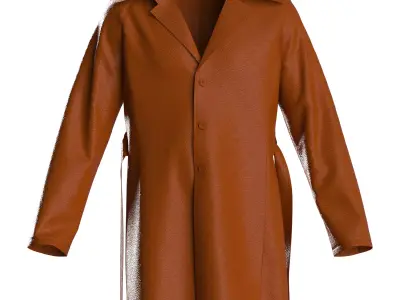 Male raglan leather trench coat 3D model