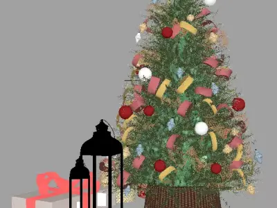 Festive Christmas Tree Decoration Set 3D model