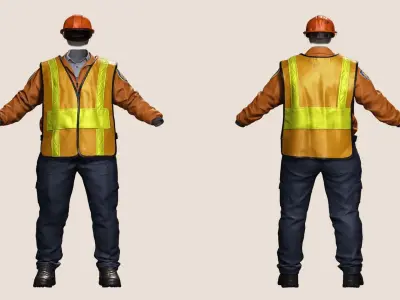 High-Quality 3D Construction Foreman Character Model Low-poly 3D model