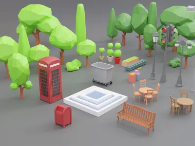 cartoon city 1 Low-poly 3D model