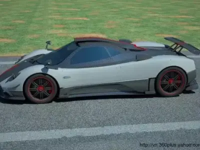 Car futuristic sports on road 3D model