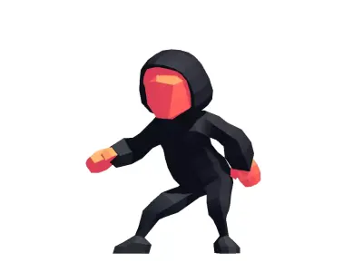 Ninja hooded character Free low-poly 3D model